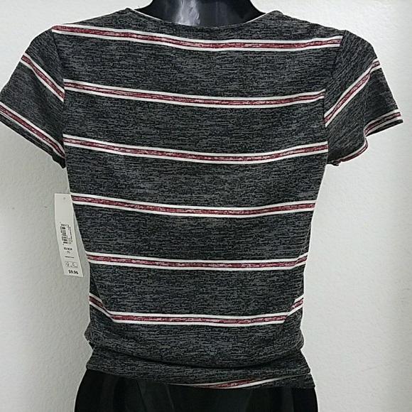 Juniors' Tie Front Stripe Top - Picture 3 of 4